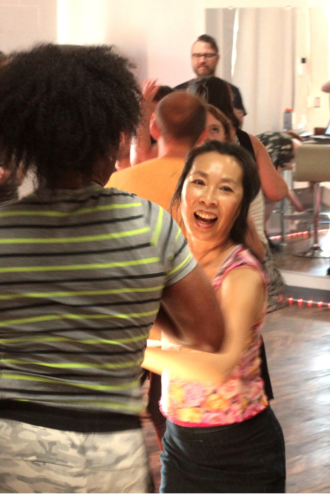 Social dancers in motion